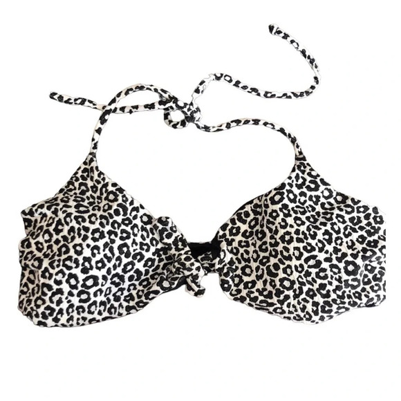 Amuse Society Leopard Print Bikini Bathing Suit Top S - Picture 1 of 2
